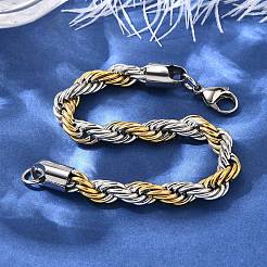 304 Stainless Steel Rope Chain Bracelets for Women&nbsp;BJEW-C091-03A-GP