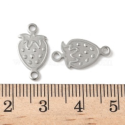 304ステンレススチール製ストロベリーコネクターチャーム  フルーツリンク  変色しない  ステンレス鋼色  17.5x9.5x1.5mm  穴：1.6mm&nbsp;STAS-A057-03P