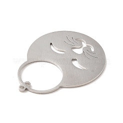 変色しない201ステンレススチールコネクタチャーム  猫リンク  ステンレス鋼色  39x29x1mm  穴：1.2mm&nbsp;STAS-E175-08P