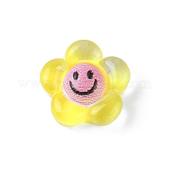 半透明の樹脂カボション  笑顔の花  ミックスカラー  9x9x3.3mm&nbsp;X-RESI-E039-01