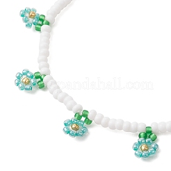 Floral Glass Seed Bead Charm Bracelets for Women&nbsp;BJEW-MZ00306-04