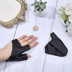 PUレザーの片指手袋  女性用指なし手袋  ブラック  125x95x1.5~3mm&nbsp;AJEW-WH20195-25