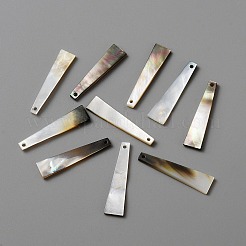 天然石ブラックリップシェルペンダント  台形チャーム  25~30x5~7x1~2mm  穴：1~1.2mm&nbsp;LS-FIND-WH0117-09