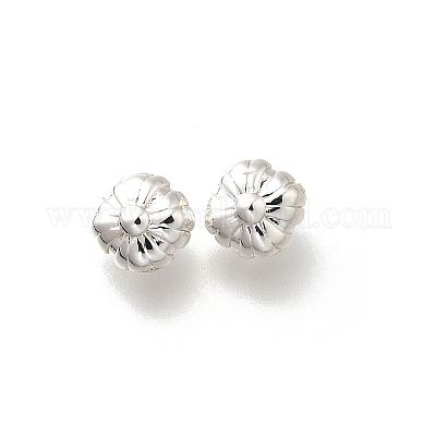 真鍮ビーズ  カドミウムフリー＆ニッケルフリー＆鉛フリー  花  銀  6.5x6.5x4.5mm  穴：0.8mm&nbsp;KK-K378-73S-1