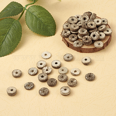ココナッツビーズ  染め  ドーナツ  レモンシフォン  12x4mm  穴：3mm  約100個/袋&nbsp;COCB-TA0001-02C-12mm-1