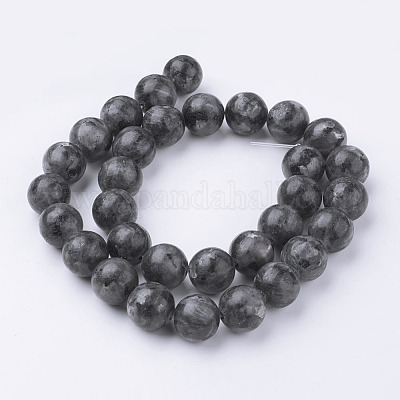 Natural Black Larvikite Bead Strands&nbsp;G-G735-57-12mm-1