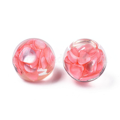 クリアアクリルカボション  シェルと  ラウンド  ライトコーラル  16x12mm&nbsp;TACR-N006-77B-04-1