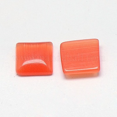 キャッツアイカボション  正方形  サンゴ  6x6x2mm&nbsp;CE-J006-6x6mm-01-1