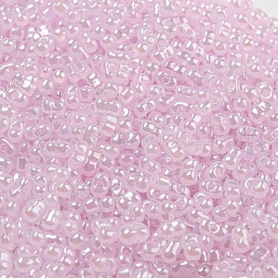 セイロンガラスシードビーズ  ピーナッツ  ピンク  4~4.5x2~2.5x2~2.5mm  穴：0.8~0.9mm  約10000個/ポンド&nbsp;SEED-K009-02B-28-1