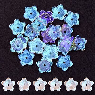 透明ガラスビーズ  花  クリアAB  12x13x3mm  穴：1.2mm&nbsp;GLAA-YW0003-12-1