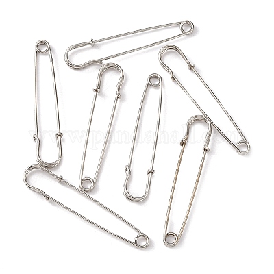 鉄のキルトピンは留め金のアクセサリー類のパーツをブローチ  プラチナ  75x17mm  ピン：1.5mm&nbsp;IFIN-R191-75mm-1