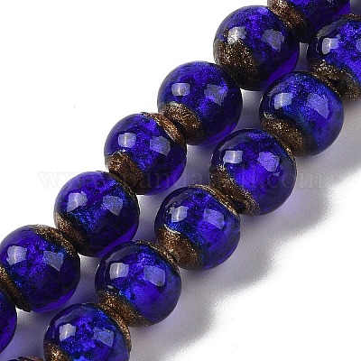 Handmade Gold Sand Lampwork Beads Strands&nbsp;LAMP-P062-01C-1