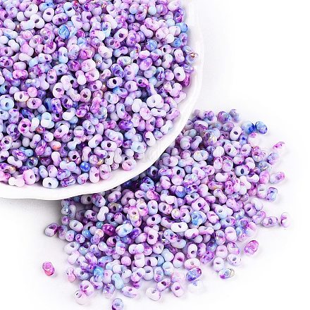Two Tone Baking Paint Glass Seed Beads SEED-C003-01K-1