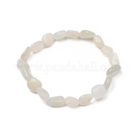 Natural White Moonstone Stretch Beaded Bracelets BJEW-K213-C02-1