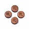 Laser Engraved Wood Beads, Flat Round with 12 Constellations, Dyed, Camel, Scorpio, 12x4mm, Hole: 1.6mm
