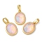 Rack Plating Brass with Synthetic Opal Pendants, Cadmium Free & Lead Free, Oval, Pink, 15x11x5mm, Hole: 5mm