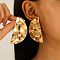 Alloy Stud Earrings, Golden, Half Round, 50mm