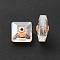 Glass Beads, Hand Painted Beads, Faceted Square, with Enamel, AB Color Plated, Orange, 13x13x9mm, Hole: 1.2mm