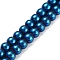 Synthetic Magnetic Hematite Beads Strands, Round, Blue Plated, 3~3.5mm, Hole: 1mm, about 135pcs/strand, 16.14''(41cm)