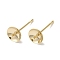Brass Studs Earrings Finding, Lead Free & Cadmium Free, Round, Real 24K Gold Plated, 14x6mm, Pin: 12x1mm