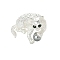 Alloy Rhinestone Brooch for Backpack Clothes, with Plastic Pearl Beads, Cat Shape, Silver, 28x32mm