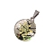 5Pcs Dried Flower Glass Pendants, Flat Round, Champagne Yellow, 32x20mm