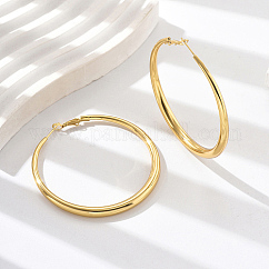 304 Stainless Steel Big Hoop Earrings, Real 18K Gold Plated, 62mm