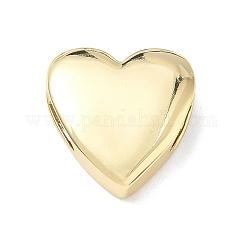 Heart Brass Slide Charms, Long-Lasting Plated, Cadmium Free & Lead Free, Rack Plating, Real 18K Gold Plated, 21x20.5x7mm, Hole: 9.5x4.5mm