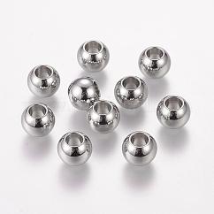 Tarnish Resistant 304 Stainless Steel European Beads, Large Hole Beads, Barrel, 10x8mm, Hole: 5mm