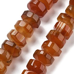 天然石瑪瑙ビーズ連売り  染め＆加熱  多面カット  ロンデル  シエナ  15~17x15~17x9~11mm  穴：1.2mm  約19~21個/連  6.89''~7.48''（17.5~19センチメートル）&nbsp;G-K392-A19