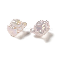 UVメッキレインボー虹色アクリルビーズ  クマの服を着た女の赤ちゃん  桃パフ  17.5x16.5x14mm  穴：3.5mm&nbsp;LS-PACR-M002-01E