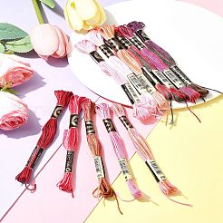 12 かせ 12 色 6 層ポリエステル刺繍糸  クロスステッチの糸  セグメント染め  レッド  0.5mm  約8.75ヤード（8m）/かせ  1 かせ/色&nbsp;OCOR-FS0001-01A-02