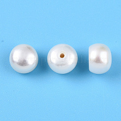 グレード3a 天然養殖淡水真珠ビーズ  片穴  半円形ビーズ  乳白色  7~7.5x5~5.5mm  穴：1mm&nbsp;PEAR-N018-3A-7075A