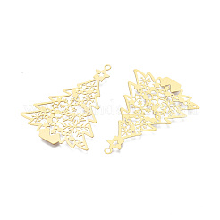 201ステンレススチールビッグペンダント  エッチングされた金属装飾  クリスマスツリー  18KGP本金メッキ  53x39x0.3mm  穴：2mm&nbsp;STAS-N102-11LG
