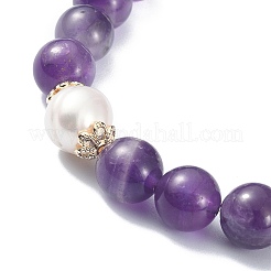 Natural Mixed Gemstone & Pearl Beaded Stretch Bracelet for Women&nbsp;BJEW-JB09384