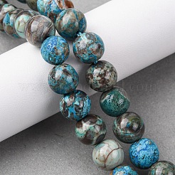 Dyed Natural Ocean Agate/Ocean Jasper Round Beads Strands&nbsp;G-E331-30A