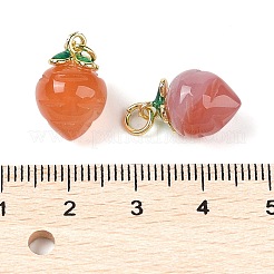 天然石瑪瑙ペンダント  真鍮エナメル箔付き  野菜のチャーム  ゴールドカラー  ニンジン  16x10.5mm  穴：3mm&nbsp;LS-G-F773-01A