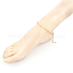 304ステンレススチールリンクチェーンアンクレット  カニカン付き  ゴールドカラー  9-7/8インチ（25cm）&nbsp;AJEW-AN0289