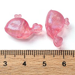 透明蓄光アクリルビーズ  キラキラビーズ  暗闇で光る  クジラ  ピンク  12.5x20x10mm  穴：2mm&nbsp;MACR-D024-37A