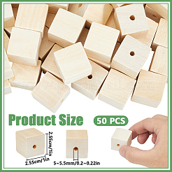 ウッドビーズ  キューブ  バリーウッド  25.5x25.5x24.5mm  穴：5~5.5mm&nbsp;WOOD-WH0052-007