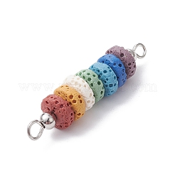 Natural Lava Rock Dyed Beaded Connector Charms&nbsp;PALLOY-JF02537-02