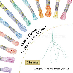 12玉 12色 綿刺繍糸  クロスステッチの糸  ミックスカラー  1.2mm  約8.75ヤード（8m）/かせ  1かせ/色&nbsp;OCOR-CY0004-93