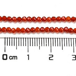 天然石瑪瑙ビーズ連売り  多面カットラウンド  染め  レッドオレンジ  2mm  穴：0.8mm  約190個/連  16インチ&nbsp;G-A129-2mm-A01