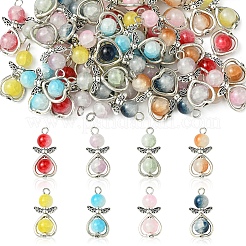40Pcs 8 Colors Angel Glass Pendants. with Alloy Findings&nbsp;PALLOY-FS00027