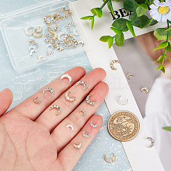 48Pcs 12 Style Moon Alloy Rhinestone Cabochons&nbsp;MRMJ-OC0003-53