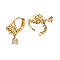 Brass Micro Pave Cubic Zirconia Dangle Hoop Earrings&nbsp;EJEW-L271-23KCG-01