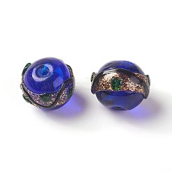 手作りmillefiori /ゴールドサンドランプワークビーズ  混合図形  ミックスカラー  8~14x3~13.5mm  穴：1~2mm&nbsp;LAMP-XCP0001-04