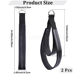 ポリプロピレンとPUレザーのヨガ用ダブルループストラップ  ブラック  380x42x18mm&nbsp;AJEW-WH20020-581A