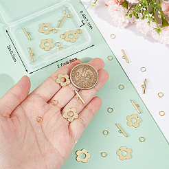 10 個真鍮マンテル  長持ちメッキ  花  20個のオープン丸カン付き  18KGP本金メッキ  花：13x13.5x1mm  穴：1mm  バー：15x4x1.5mm  穴：1.4mm&nbsp;KK-BBC0013-28