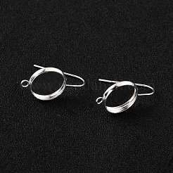 304ステンレススチールピアスフック  垂直ループ付き  フラットラウンド  925銀メッキ  25.5x14x2mm  穴：1.8mm  トレイ：12mm  20ゲージ  ピン：0.8mm&nbsp;STAS-F271-01C-S